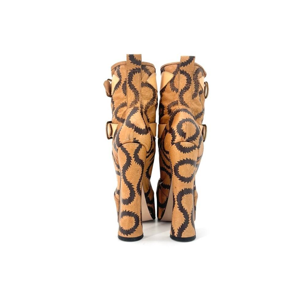 Vivienne Westwood 2013 Climate Revolution Squiggle Print Bondage Boots 6UK - Picture 6 of 10